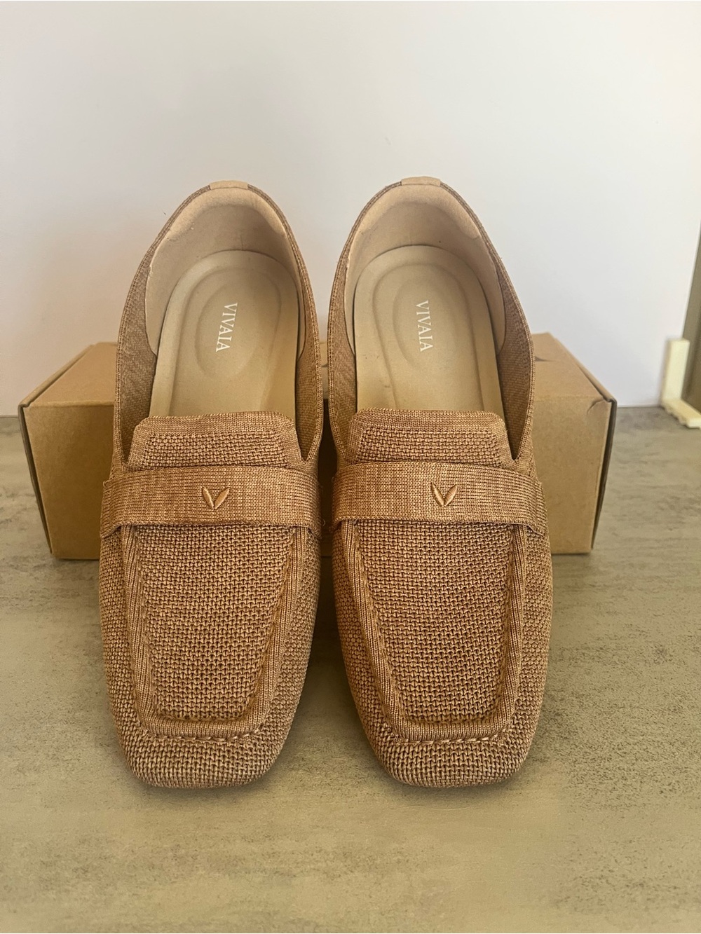 Brand New: VIVAIA Women's Tan Canvas Loafers – Slip-On Comfort Flats